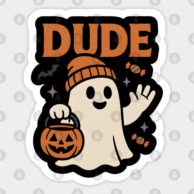 Dude Ghost Halloween Trick or Treat Funny Graphic Sticker by MakerMind8.2